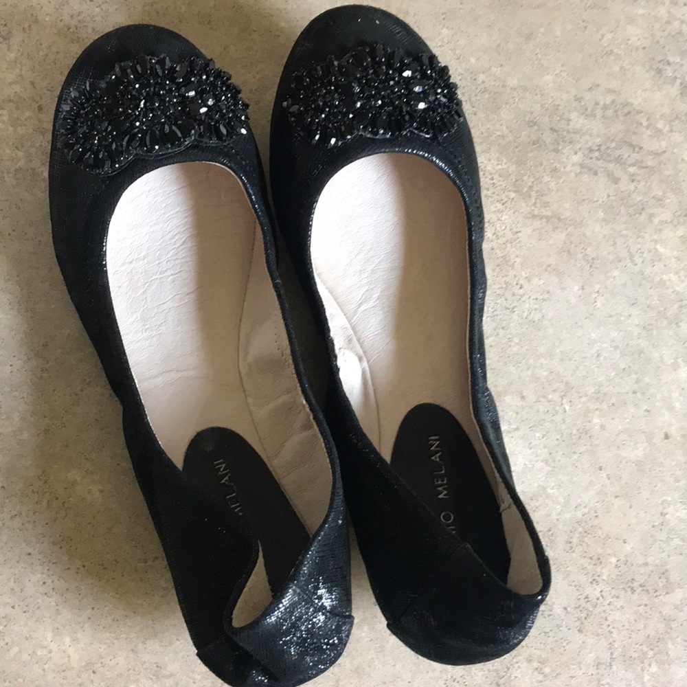 Antonio melani black jeweled flats size 9.5